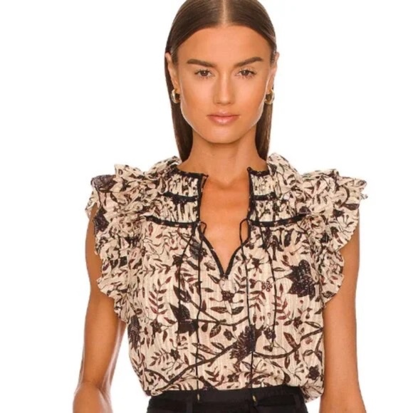 Ulla Johnson Asmara ruffled peasant Top Floral 45744 - Picture 1 of 13